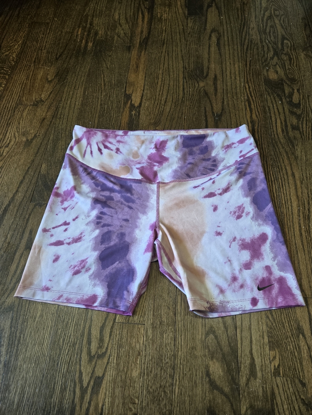 Nike Women's Tie-Dye Bike Shorts - Pink, Purple & Peach - Picture 1 of 5